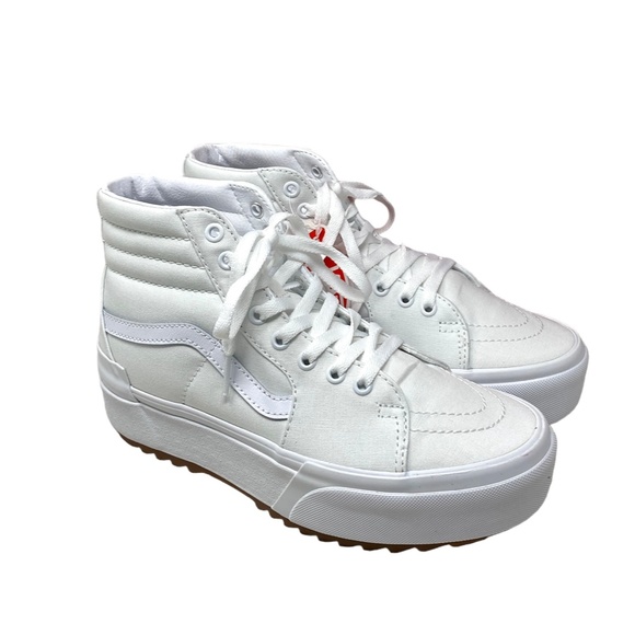 VANS Sk8-Hi Stacked Sneakers Women Size Platform Shoes White Canvas VN0A4BTWL5L - Picture 6 of 8